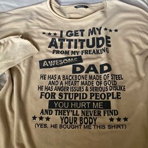 Lilicloth lightweight sweatshirt w/funny dad warning -Oversized Large (L)